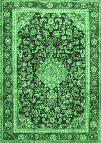 Medallion Emerald Green Traditional Rug, tr4778emgrn