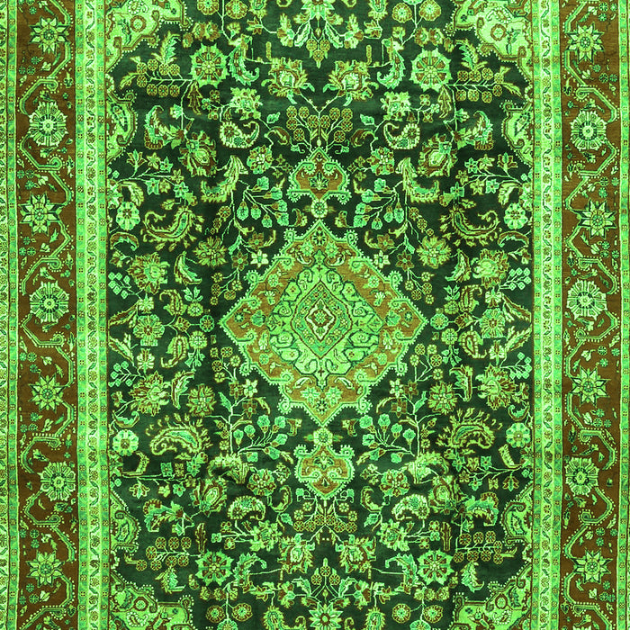 Serging Thickness of Machine Washable Medallion Green Traditional Area Rugs, wshtr4778grn