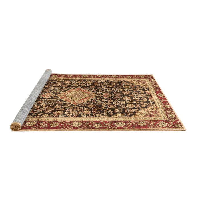 Sideview of Machine Washable Medallion Brown Traditional Rug, wshtr4778brn