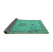 Sideview of Medallion Turquoise Traditional Rug, tr4779turq