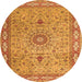 Machine Washable Medallion Orange Traditional Area Rugs, wshtr4779org