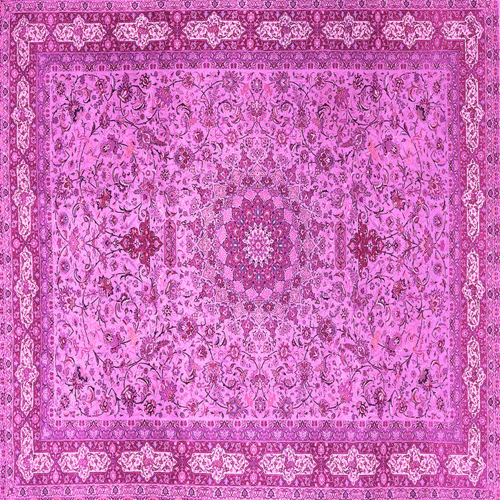 Square Machine Washable Medallion Pink Traditional Rug, wshtr4779pnk