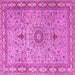 Square Machine Washable Medallion Pink Traditional Rug, wshtr4779pnk