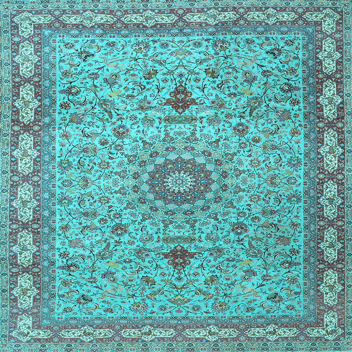 Square Medallion Light Blue Traditional Rug, tr4779lblu