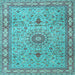 Square Medallion Light Blue Traditional Rug, tr4779lblu