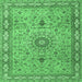 Square Machine Washable Medallion Emerald Green Traditional Area Rugs, wshtr4779emgrn