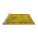 Sideview of Machine Washable Medallion Yellow Traditional Rug, wshtr4779yw