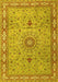 Machine Washable Medallion Yellow Traditional Rug, wshtr4779yw