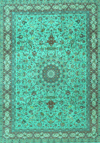 Medallion Turquoise Traditional Rug, tr4779turq