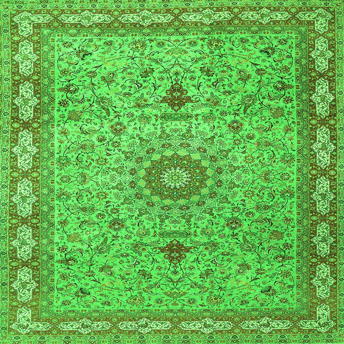 Serging Thickness of Medallion Green Traditional Rug, tr4779grn