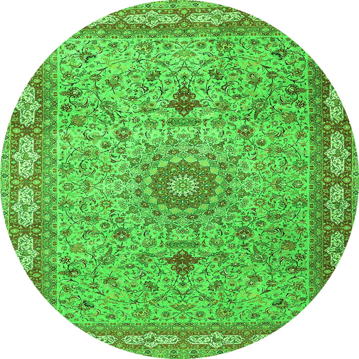Machine Washable Medallion Green Traditional Area Rugs, wshtr4779grn