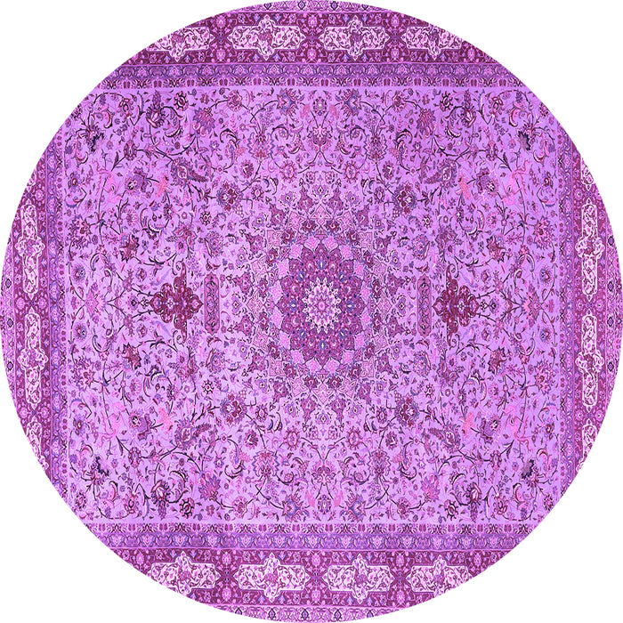 Round Medallion Purple Traditional Rug, tr4779pur