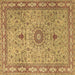 Square Machine Washable Medallion Brown Traditional Rug, wshtr4779brn