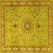 Square Medallion Yellow Traditional Rug, tr4779yw