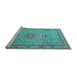 Sideview of Machine Washable Medallion Light Blue Traditional Rug, wshtr4779lblu