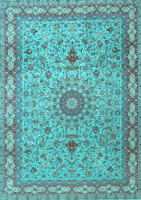 Medallion Light Blue Traditional Rug, tr4779lblu