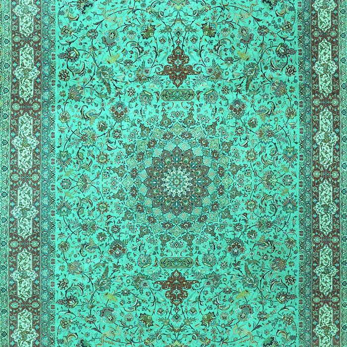 Machine Washable Medallion Turquoise Traditional Area Rugs, wshtr4779turq