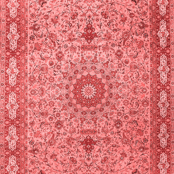 Machine Washable Medallion Red Traditional Rug, wshtr4779red