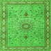 Round Machine Washable Medallion Green Traditional Area Rugs, wshtr4779grn