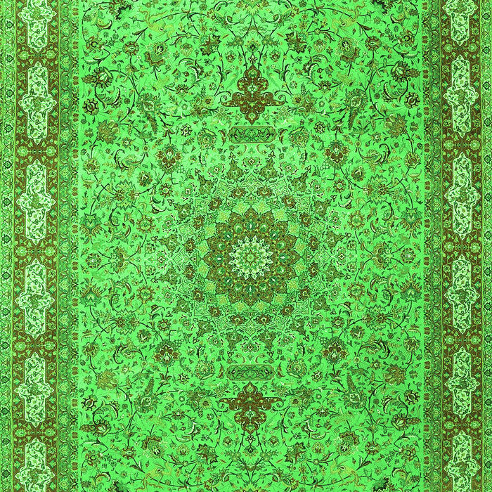 Serging Thickness of Machine Washable Medallion Green Traditional Area Rugs, wshtr4779grn
