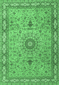 Medallion Emerald Green Traditional Rug, tr4779emgrn