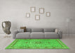 Machine Washable Medallion Green Traditional Area Rugs in a Living Room,, wshtr4779grn