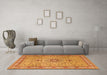 Machine Washable Medallion Orange Traditional Area Rugs in a Living Room, wshtr4779org