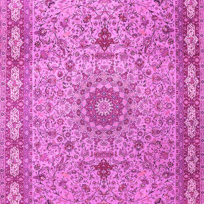Machine Washable Medallion Pink Traditional Rug, wshtr4779pnk