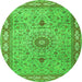 Square Medallion Green Traditional Rug, tr4779grn