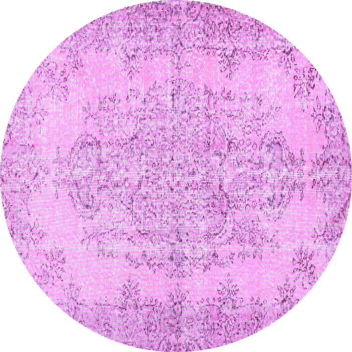 Round Persian Purple Traditional Rug, tr477pur