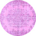 Round Persian Purple Traditional Rug, tr477pur