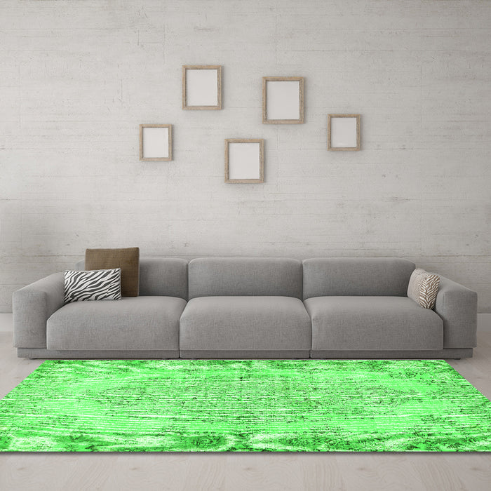 Machine Washable Persian Green Traditional Area Rugs in a Living Room,, wshtr477grn