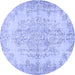 Round Persian Blue Traditional Rug, tr477blu