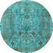 Round Persian Light Blue Traditional Rug, tr4780lblu