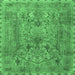 Square Machine Washable Persian Emerald Green Traditional Area Rugs, wshtr4780emgrn