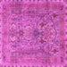 Square Machine Washable Persian Pink Traditional Rug, wshtr4780pnk