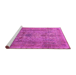 Sideview of Machine Washable Persian Pink Traditional Rug, wshtr4780pnk
