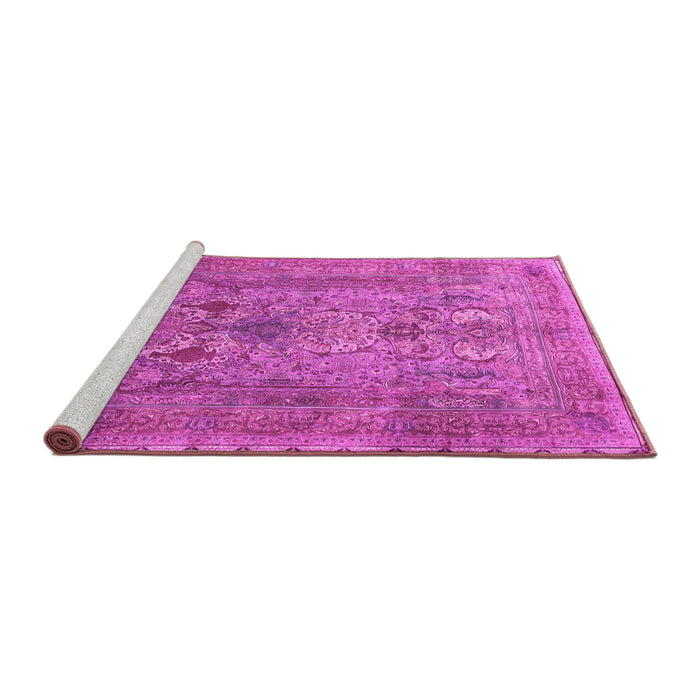 Sideview of Machine Washable Persian Pink Traditional Rug, wshtr4780pnk