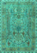 Machine Washable Persian Turquoise Traditional Area Rugs, wshtr4780turq