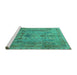 Sideview of Machine Washable Persian Turquoise Traditional Area Rugs, wshtr4780turq