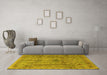 Machine Washable Persian Yellow Traditional Rug in a Living Room, wshtr4780yw