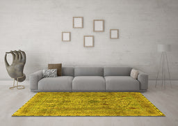 Machine Washable Persian Yellow Traditional Rug in a Living Room, wshtr4780yw