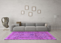 Machine Washable Persian Purple Traditional Area Rugs in a Living Room, wshtr4780pur