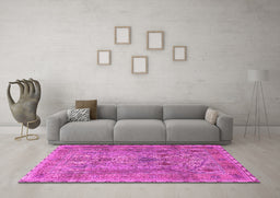 Machine Washable Persian Pink Traditional Rug in a Living Room, wshtr4780pnk