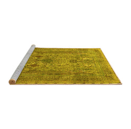Sideview of Machine Washable Persian Yellow Traditional Rug, wshtr4780yw