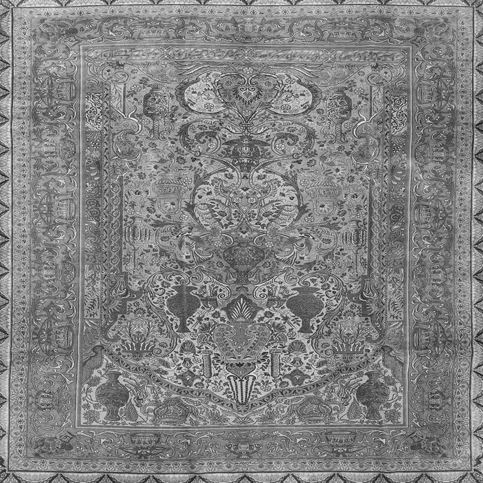 Round Machine Washable Persian Gray Traditional Rug, wshtr4780gry