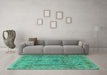 Machine Washable Persian Turquoise Traditional Area Rugs in a Living Room,, wshtr4780turq