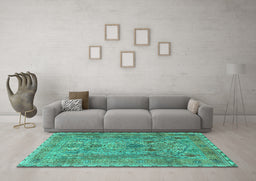 Machine Washable Persian Turquoise Traditional Area Rugs in a Living Room,, wshtr4780turq