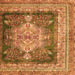 Round Machine Washable Persian Orange Traditional Area Rugs, wshtr4781org