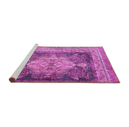 Sideview of Machine Washable Persian Pink Traditional Rug, wshtr4781pnk